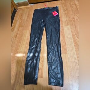 SPANX Black Faux Leather Textured Leggings